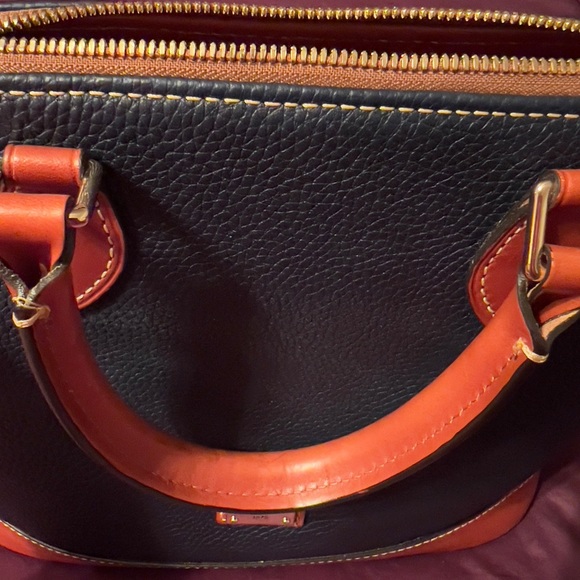 Dooney & Bourke Saffiano Pebble Grain Leather Doomed Satchel, Navy - Picture 7 of 12